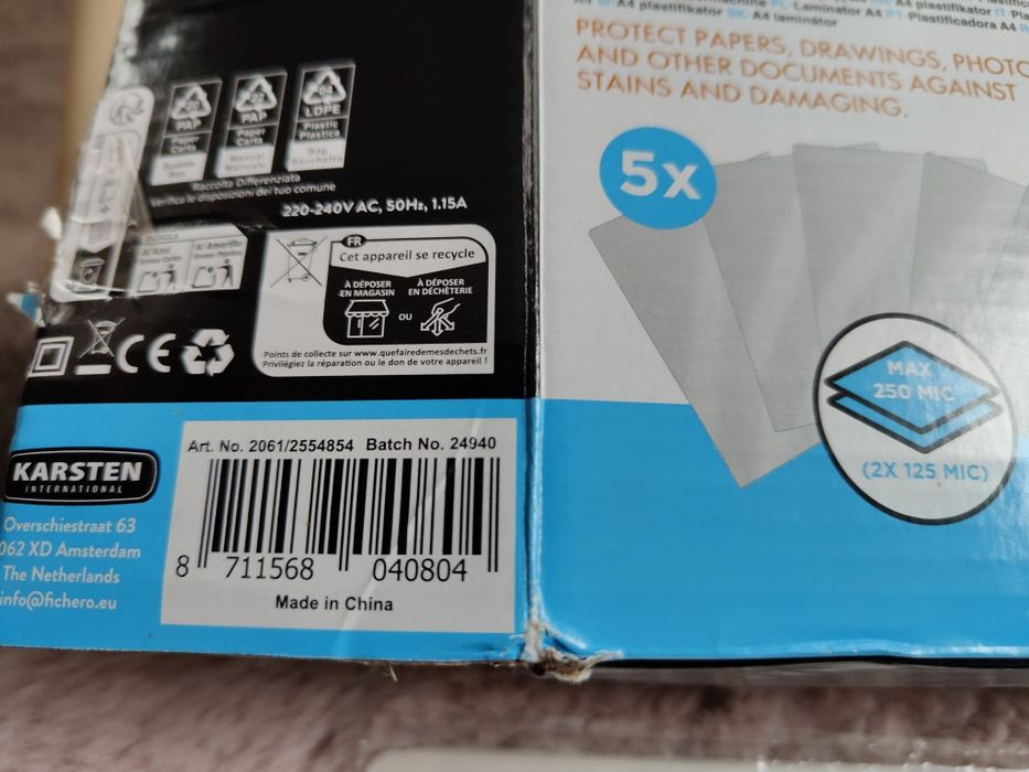 Urządzenie do laminowania plus arkusze