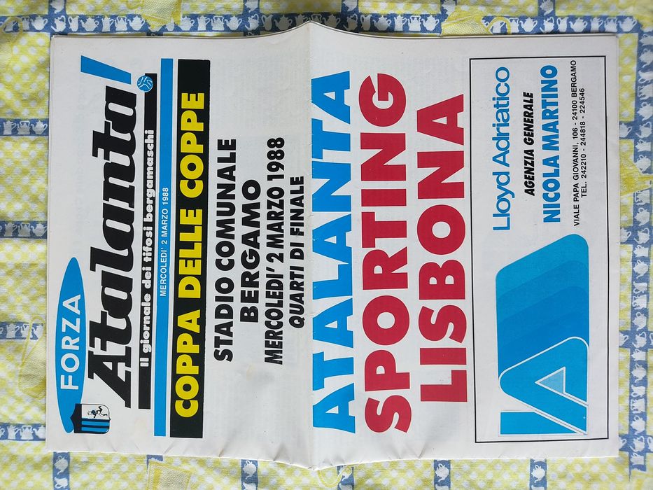 Programa Atalanta Sporting taça das taças 1987/88