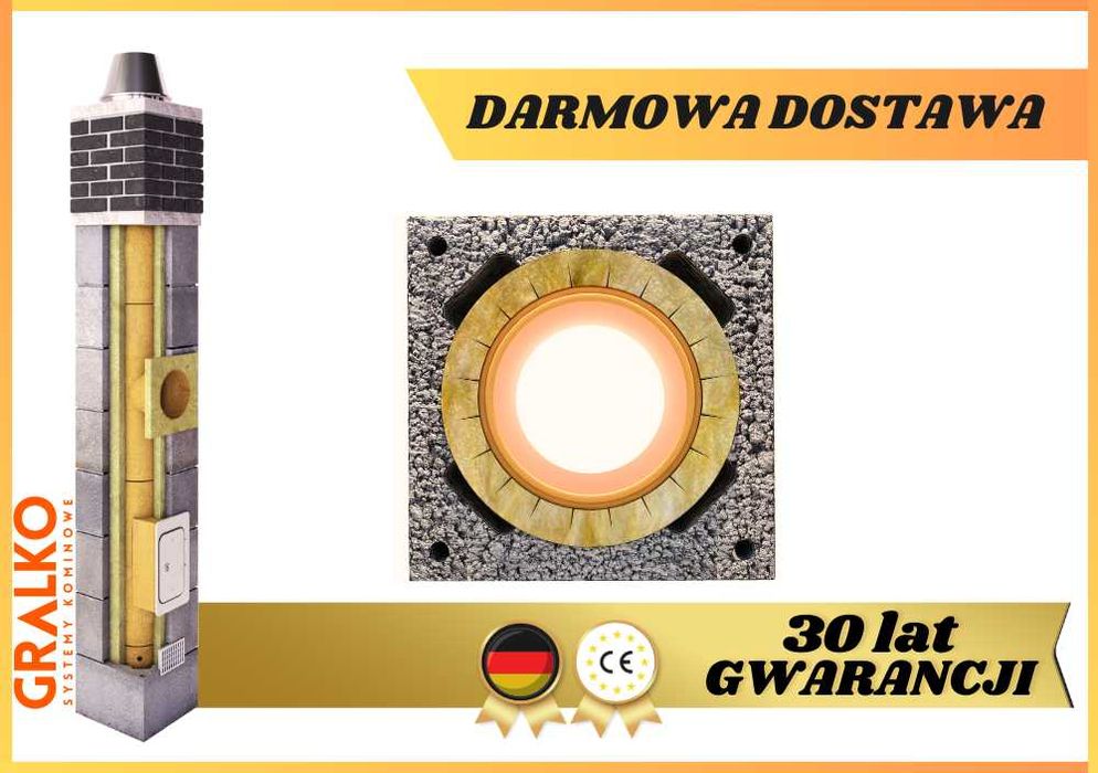 Komin 7m bez wentylacji ocieplony, kompletny, ceramiczny