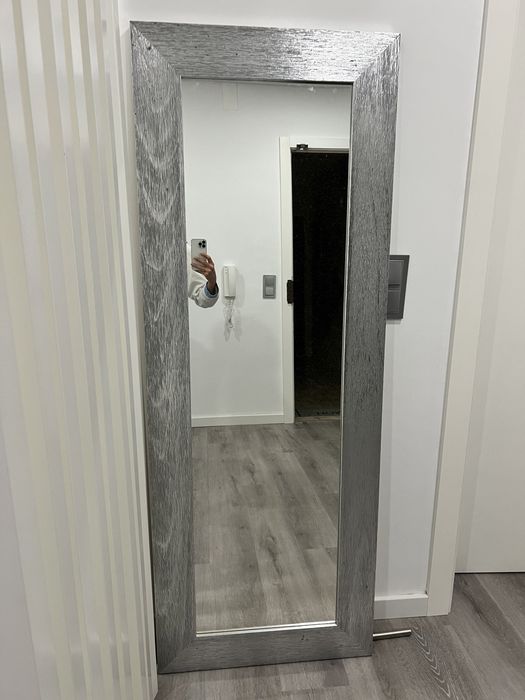 Espelho Grande de Corpo Inteiro_ Design Moderno_moldura Prateada