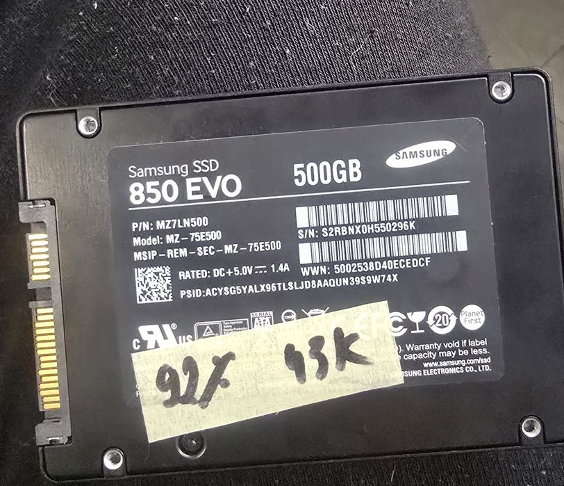 Dysk ssd Samsung 500gb 92%