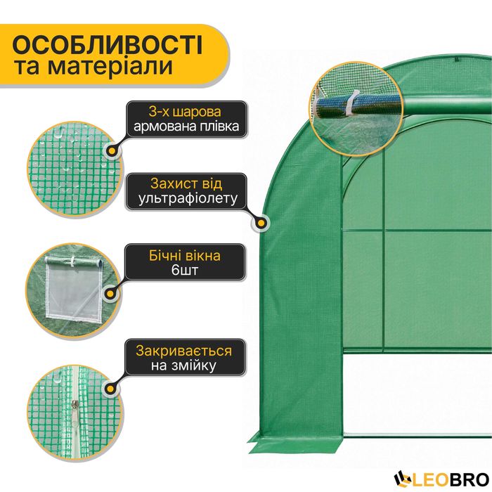 СКЛАД! Садова теплиця парник Garden 6м² 3×2м каркас 19мм плівка УФ-4