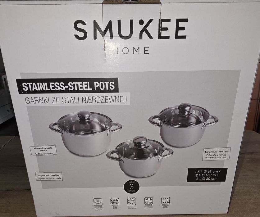 Nowy Zestaw  garnków Smukee 6 elementów