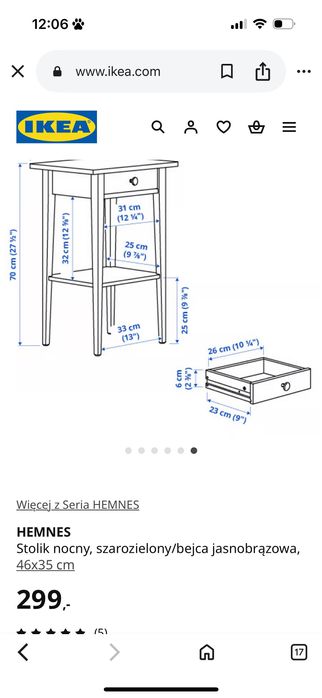 Biały stolik nocny - Ikea, seria Hemnes