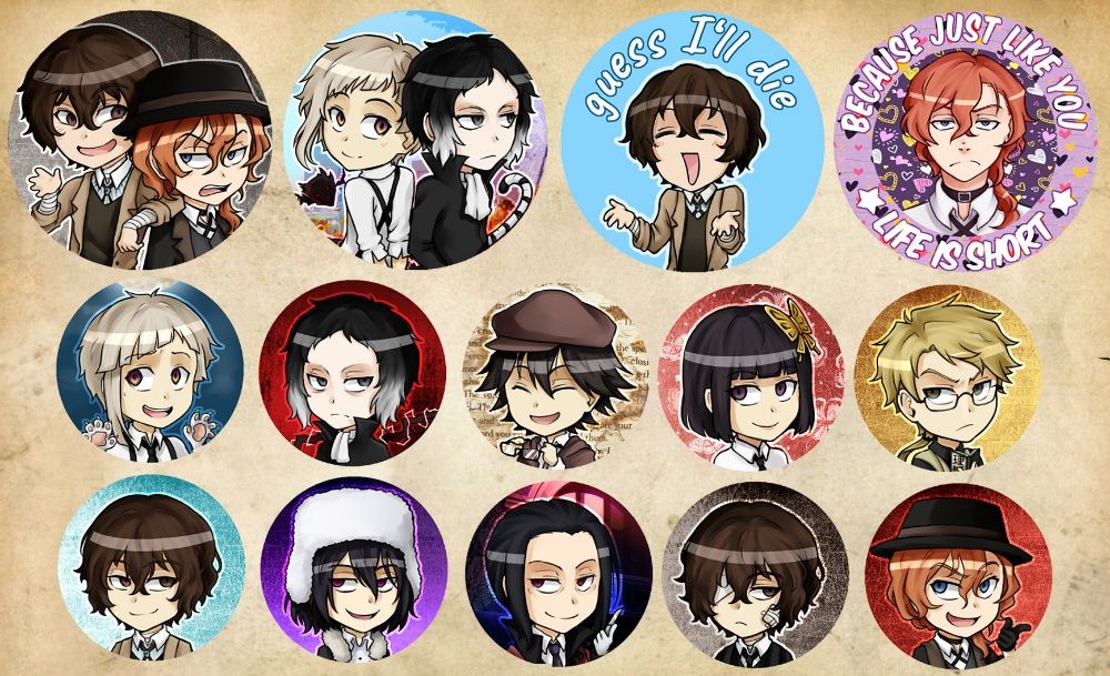 Przypinki, naklejki i plakat z Bungou Stray Dogs