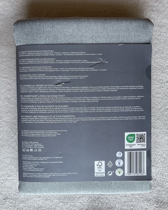 Zasłony strukturalne na przelotkach Smukee 140x250 cm