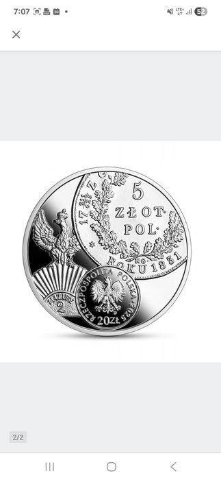 20 zł Historia monety polskiej – 5 złotych z okresu powstania listop