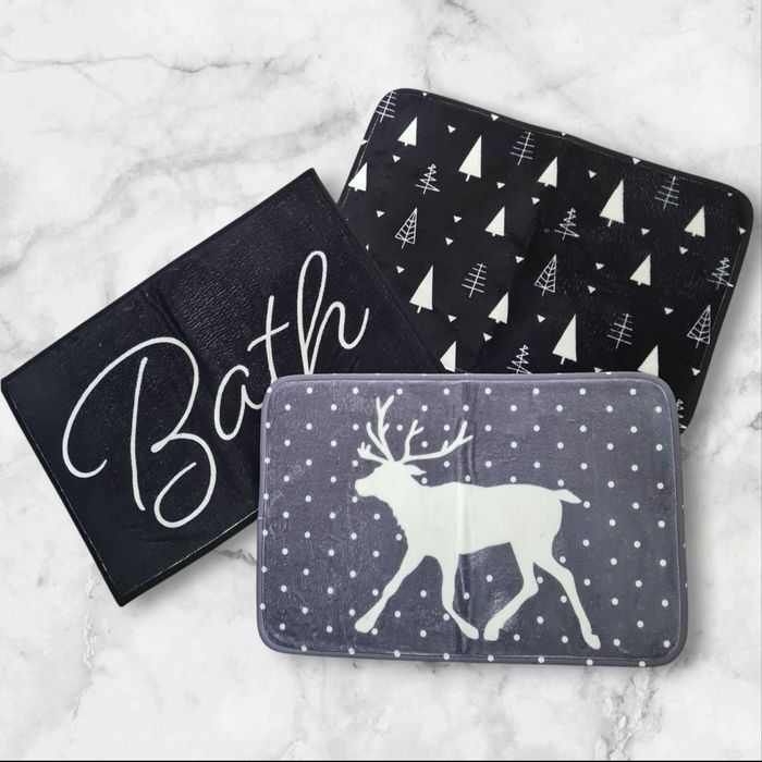 3x dywaniki łazienkowe komplet 3 sztuki Bath choinki renifer 60x40 cm