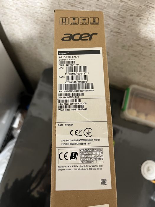Игровой ноутбук Acer Aspire 7 / 32gb / 1650