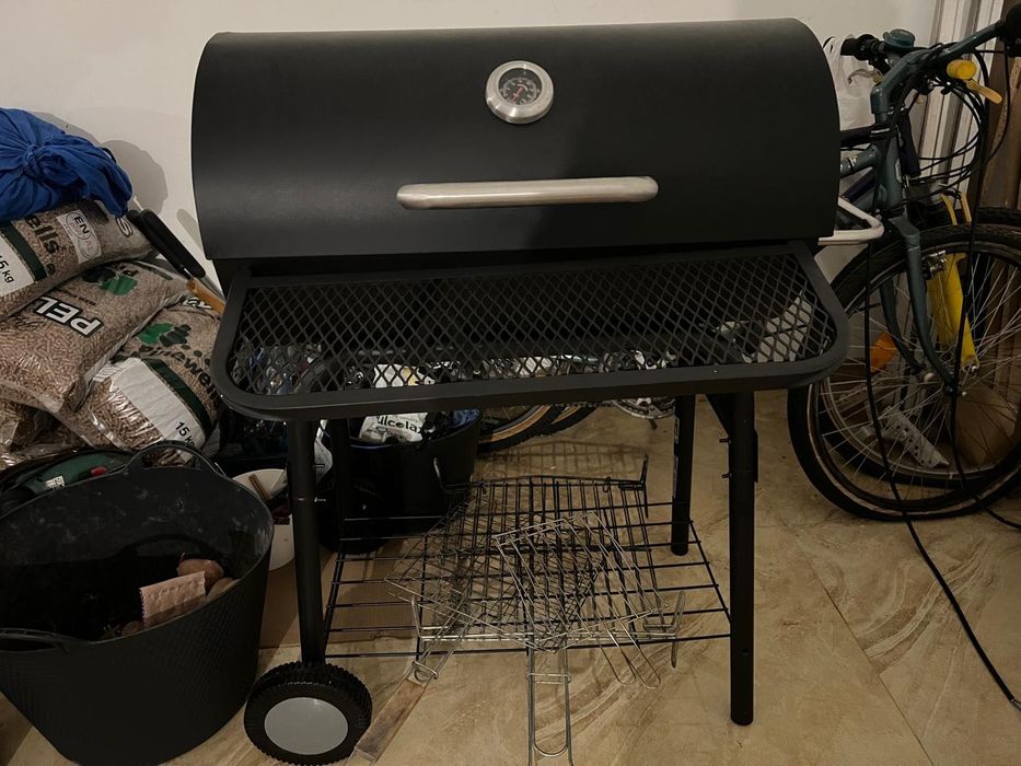 Grelhador Barril com termómetro com Rodas e Prateleira