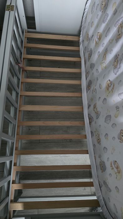 Дитяче ліжко сіре + матрас + наматрасник + непромок. простинь в подару