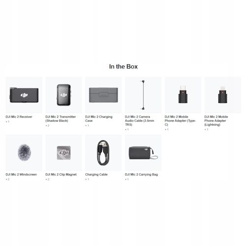 zestaw mikrofonów bezprzewodowych dji mic 2 (2tx + 1rx + charging