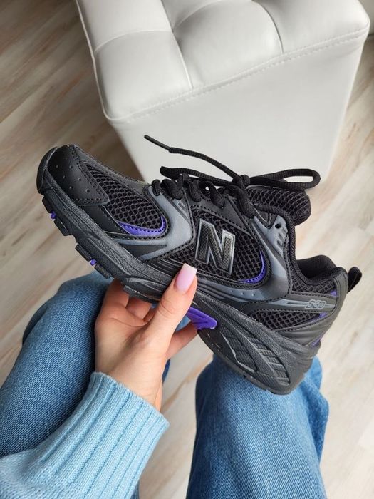 Розпродаж! Жіночі зимові кросівки з хутром new balance 530 black чорні