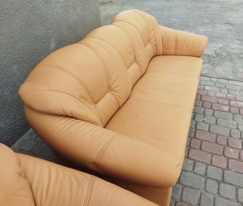 Кожаный  диван трехместный  «Naturia» Long Life! из Германии! (190703)