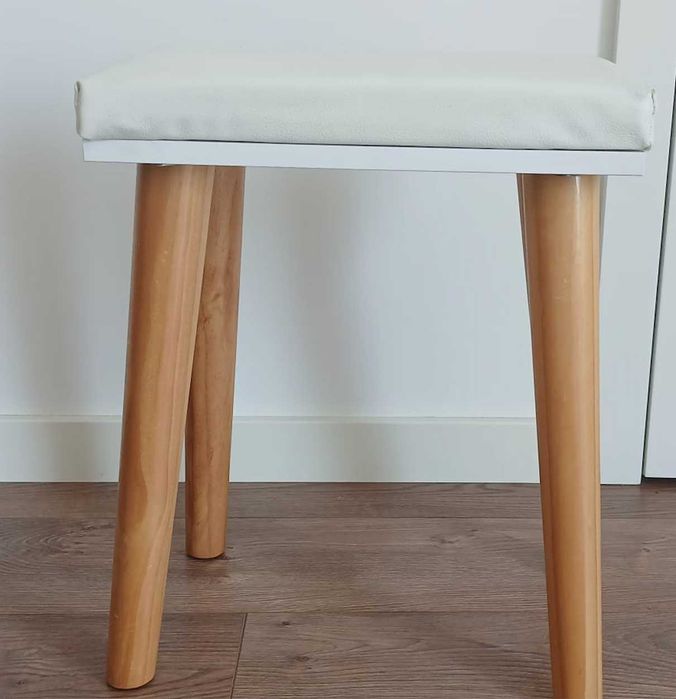 Toucador com Espelho Dobrável Mesa de Maquilhagem com Banco Compartimentos e Gavetas 100x45x118cm Madeira e Branco