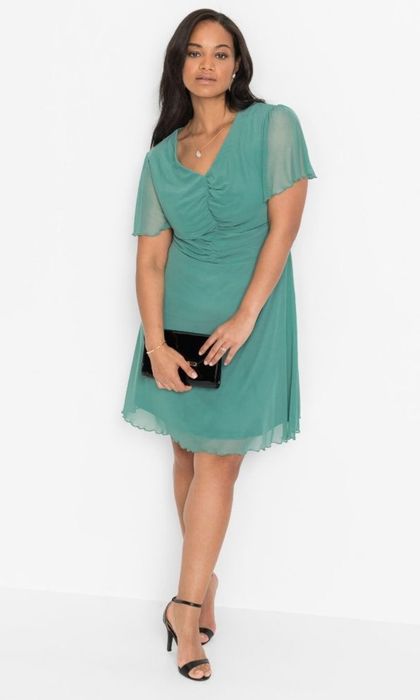 Wyprzedaż sukienka 50 52 siateczka wesele świadkowa druhna komunia zie