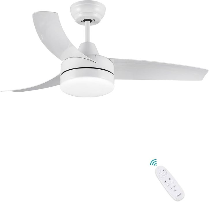 Nowoczesny Wentylator Sufitowy LED z Pilotem 107 cm  Biały / Lampa