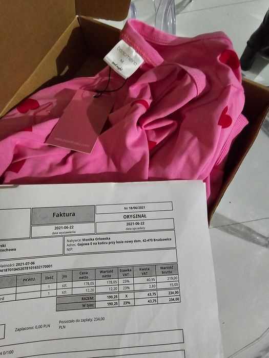 piżama rózowe serce M Na Prezent