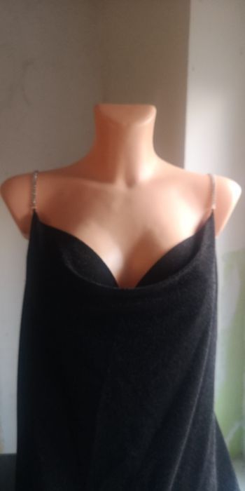 sukienka PRIMARK czarna-srebrne nitki z rozm. UK16, EUR44