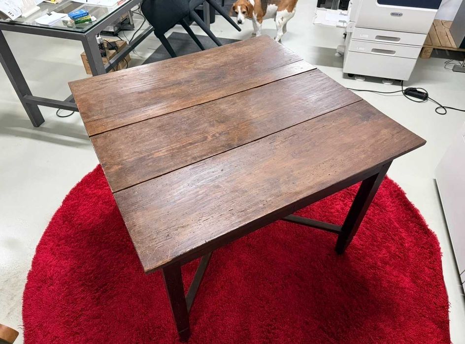 mesa rústica antiga agrícola 100x100cm