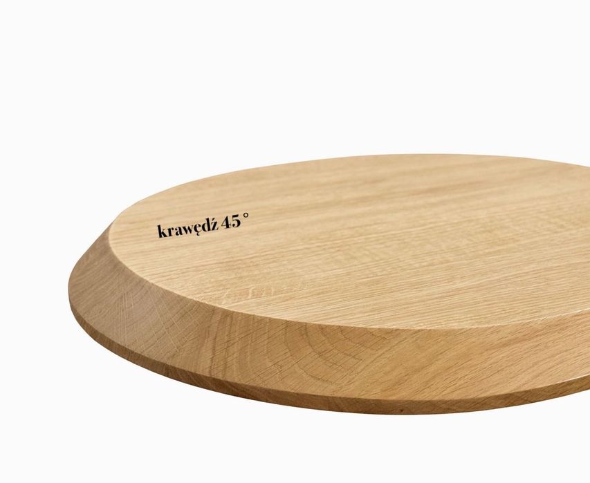 Stół dębowy okrągły premium w stylu japandi lite drewno fi100 gr.4cm OAKLINE - Producent wysoka jakość