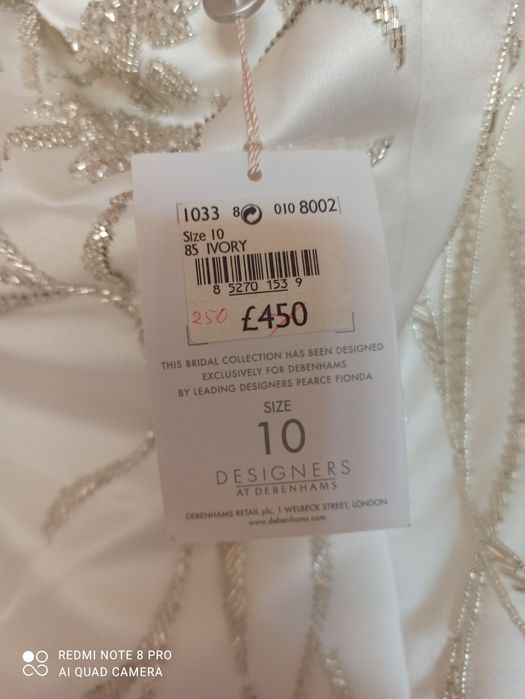 Свадебное брендовое платье со шлейфом новое Pearce Fionda