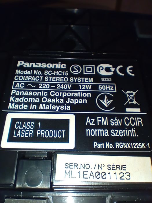 Panasonic SC-HC15,Bluetooth,USB,SD,micro SD,AUX,cd,MP3,FM,10W.RMS