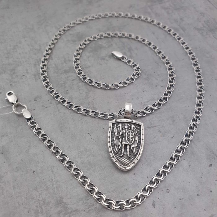 Срібна цепочка з кулоном іконкою підвіскою архангела Михаїла 925 проба