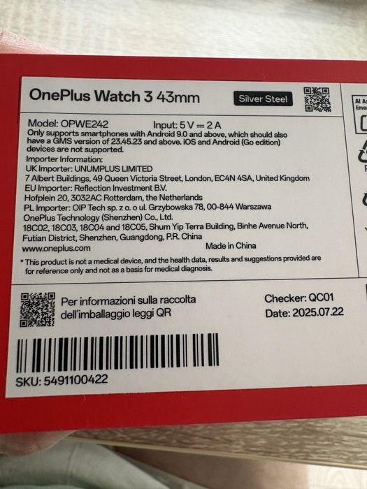 Smartwatch OnePlus Watch 3 43mm biały nowy/nieużywany - gwarancja