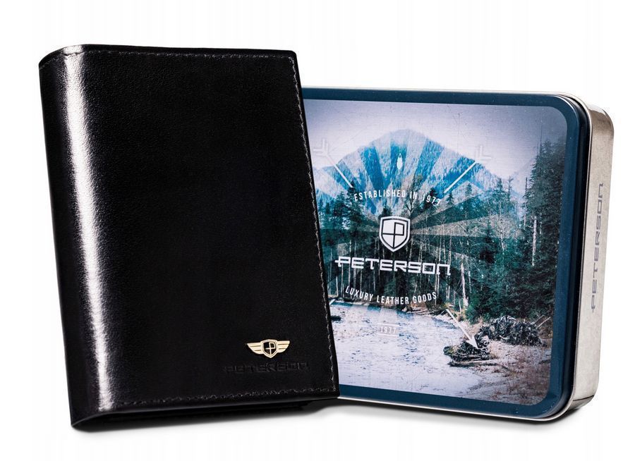 duży, skórzany portfel męski bez zapięcia - peterson