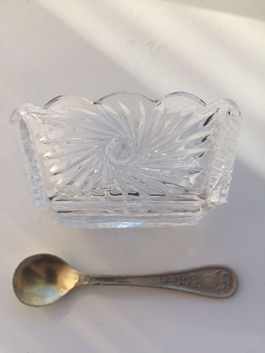 Хрустальные стопки, стаканчики, 6 шт, солонка