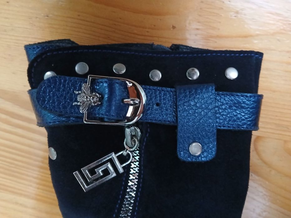 Зимові шкіряні чобітки, черевики для дівчинки, розмір 32-33