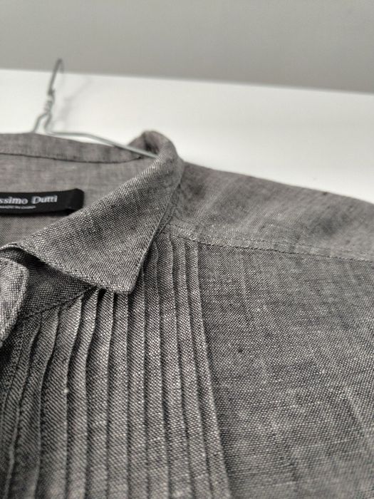 Koszula Massimo dutti 34 XS szara lniana na guziki plisy