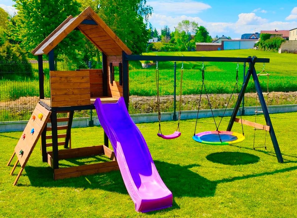 Drewniany Plac Zabaw - PROMOCJA - PONGO - Domek - Huśtawka