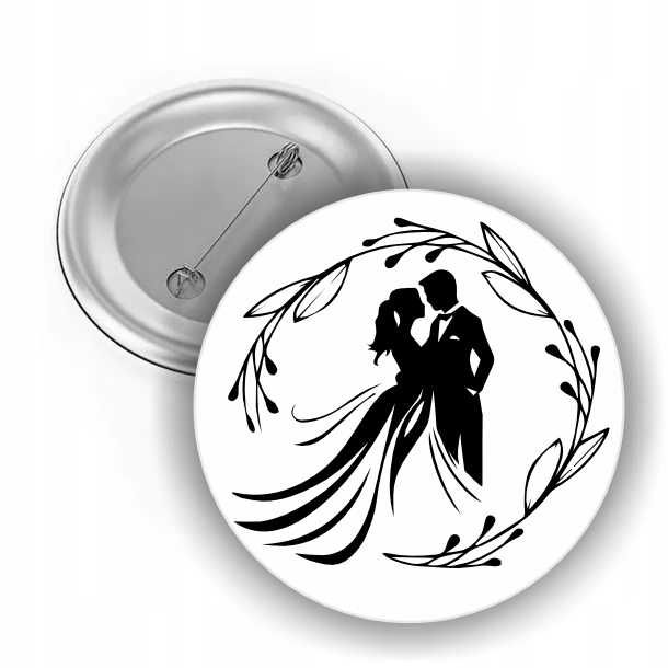 PRZYPINKI BUTTONY na ŚLUB WESELE dla gości na podziękowanie 50 sztuk