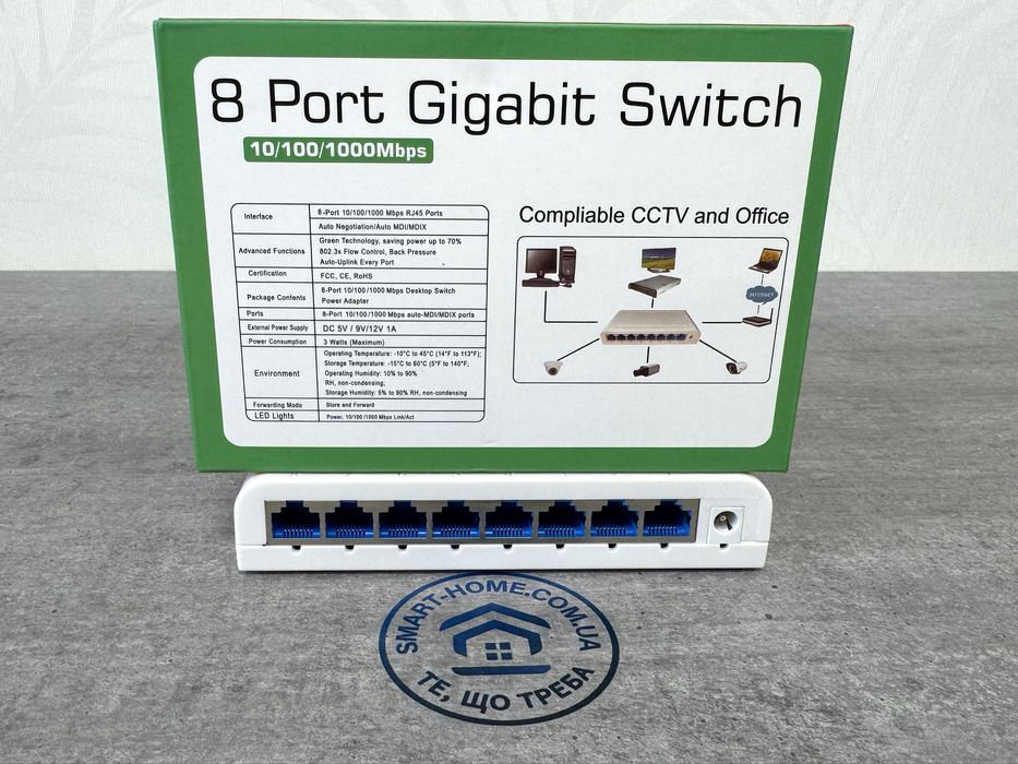 1Гбит‼️8 портовый гигабитный свитч коммутатор сетевой комутатор портов