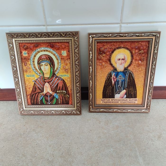 Ікони з бурштину Алексий Сергей Светлана Евгения