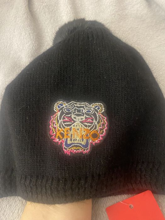 Шапка Kenzo з натуральним помпоном