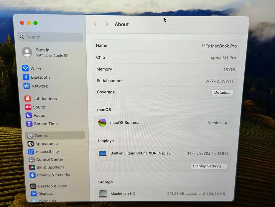 Macbook Pro 14 M1 PRO 16 512