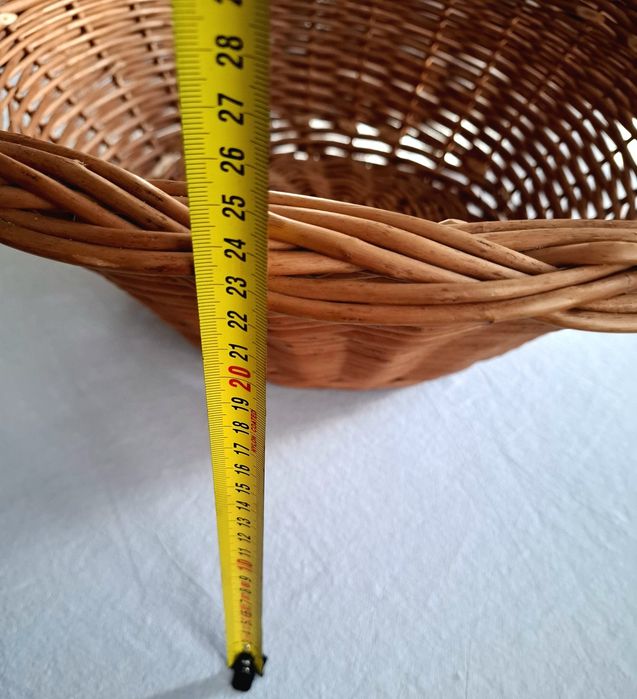 Duży okrągły kosz wiklinowy 60 cm | Solidny kosz na koce, drewno, zabawki