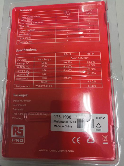 RS Pro Digital Multimeter64738560928769121