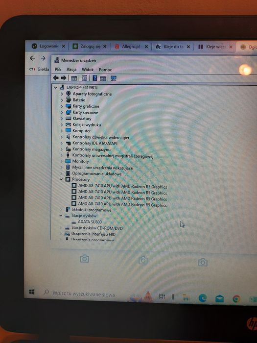 laptop HP 15", ekran  dotykowy, proc. AMD 4x2,2 GHz, 16MB RAM, WIN 10