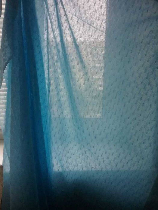 Шифон - травка  черный и голубой   с блестящими нитями,  отрез 500 гр.