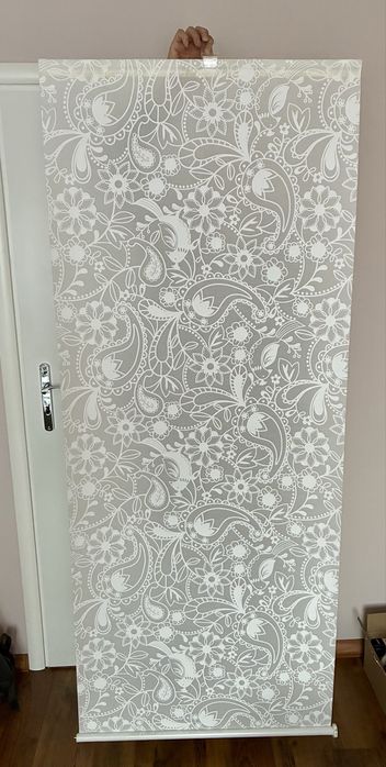2x Roleta biała IKEA Liselott z pięknym wzorem kwiatowym 195x80 cm