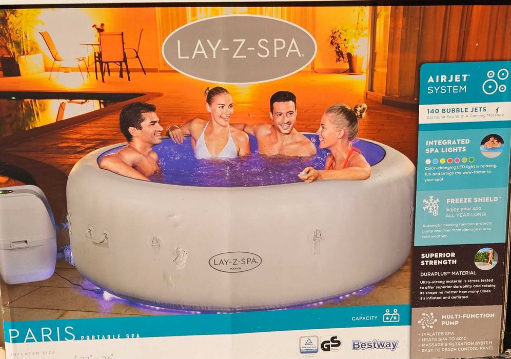 LAY-Z SPA dmuchane PARIS LED 6os 196x66cm jacuzzi ogrodowe Bestway