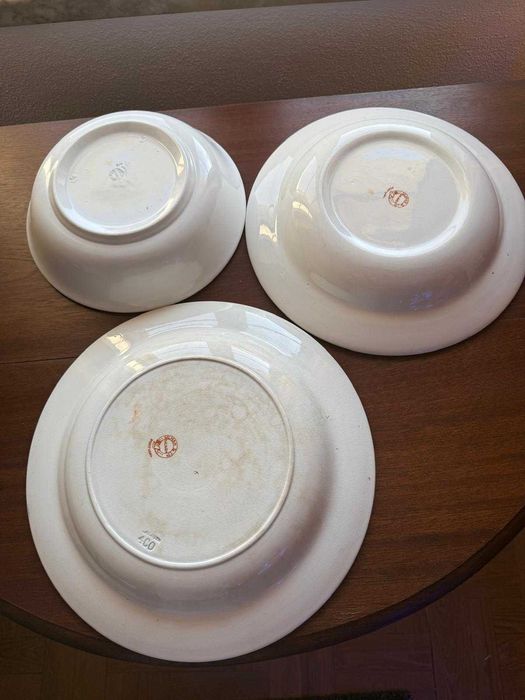 Conjunto 3 Pratos Fundos Faiança Sacavém - Motivo Oriental