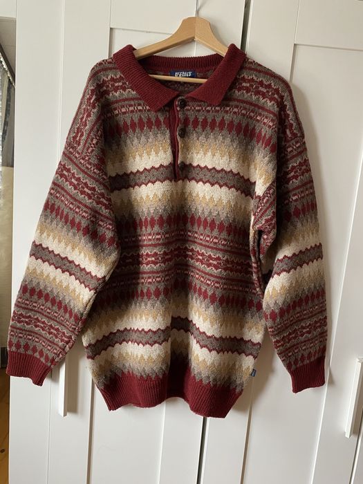 Męski wełniany sweter z wełny szetlandzkiej nordic