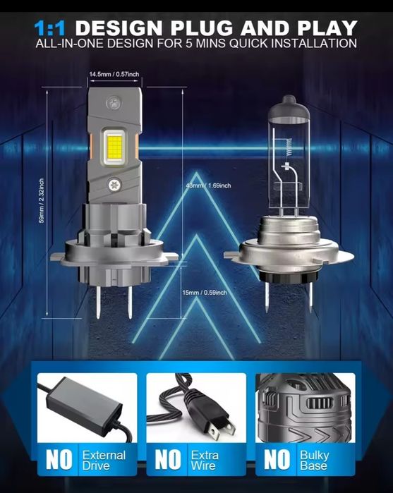 Lâmpadas auto H7 led 2 modelos