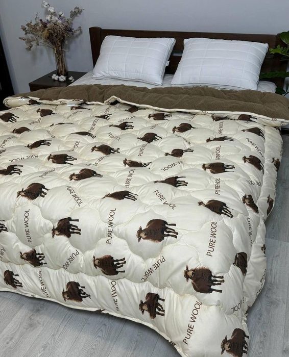 Топ!Зимова тепла ковдра на овчині Arda.Якісне одіяло з бавовни на зиму