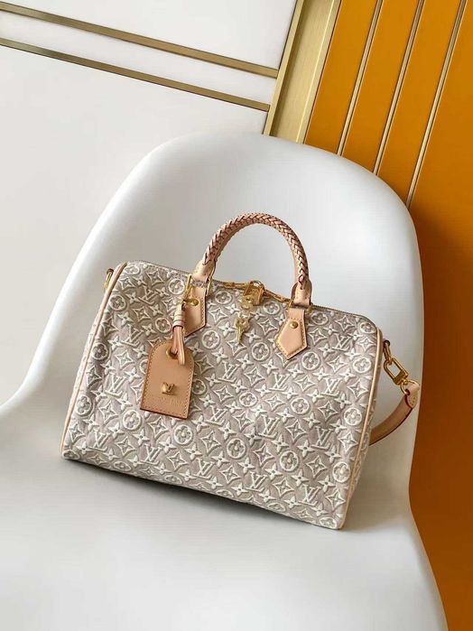 Bolsa Louis Vuitton Speedy Soft 30 em Jacquard Branco